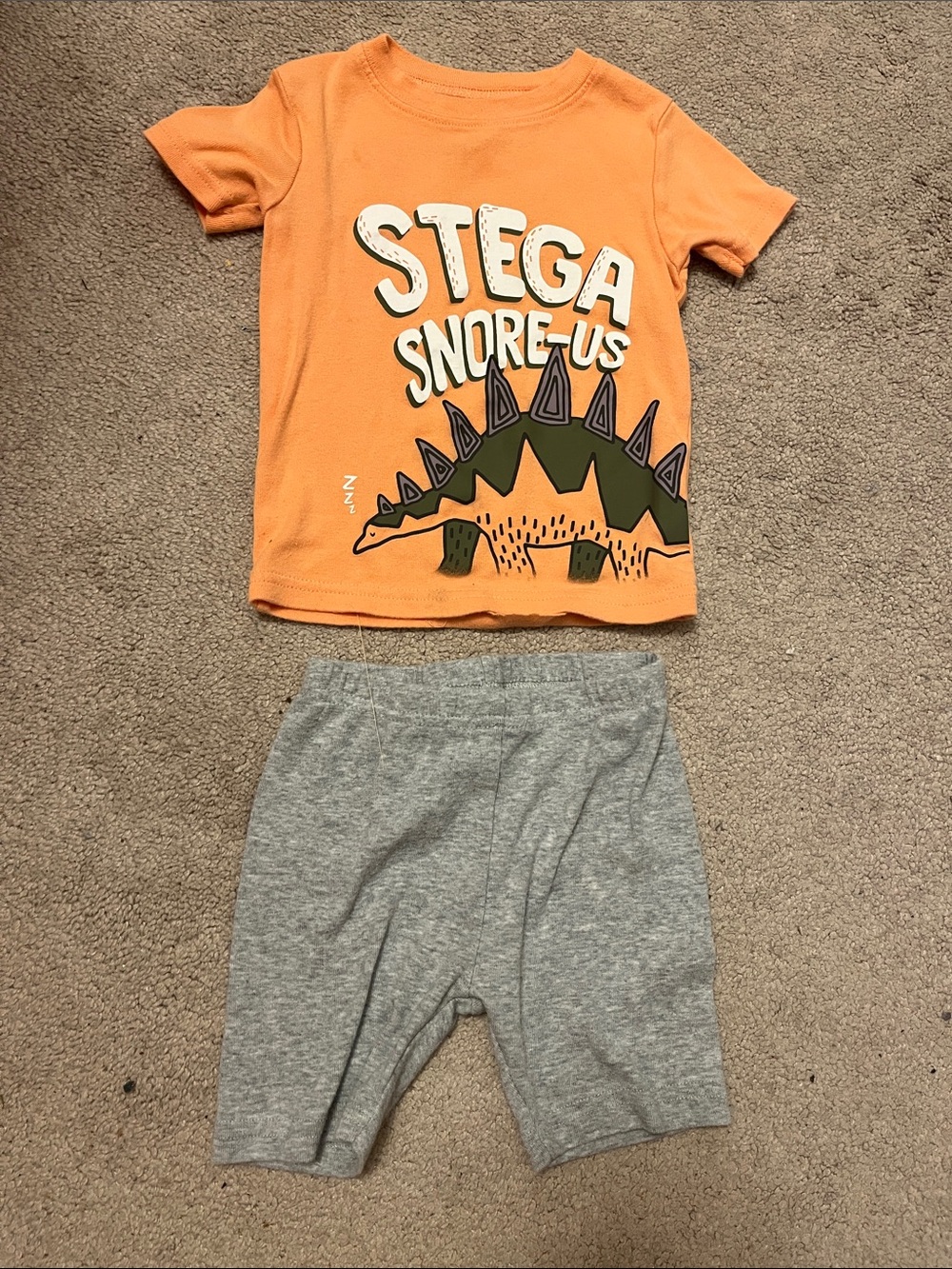 Carter's Orange Stegosaurus PJs with Gray Shorts